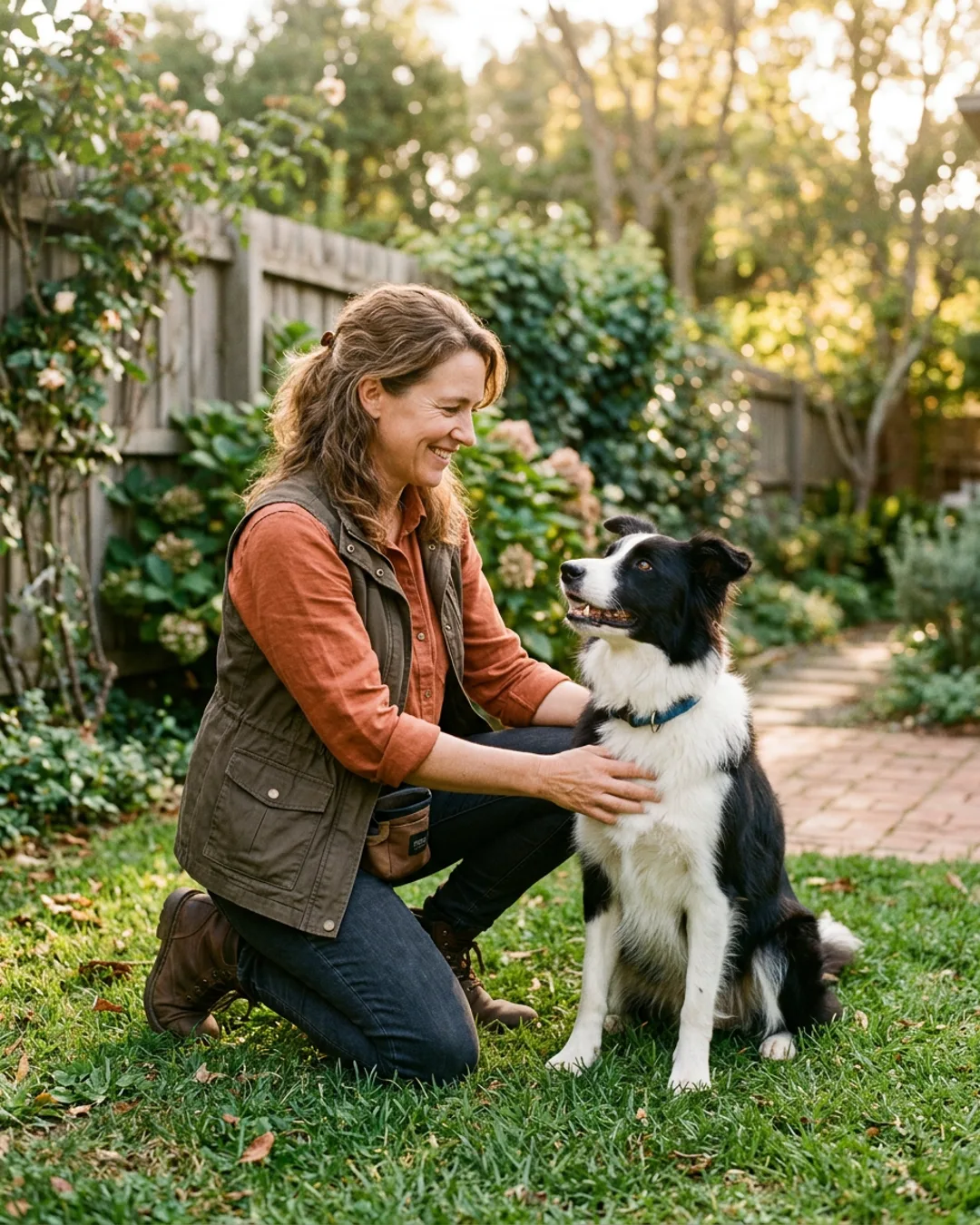 Certified dog trainer working with a dog